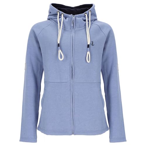 Leitfeuer Damen Sweatjacke in Melange-Optik mit Kapuze - Moderne Kapuzenjacke mit Reißverschluss-Taschen in Hellblau Größe S von Leitfeuer
