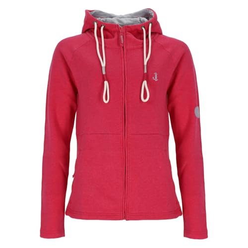 Leitfeuer Damen Sweatjacke in Melange-Optik mit Kapuze - Moderne Kapuzenjacke mit Reißverschluss-Taschen in Pink Größe XXL von Leitfeuer