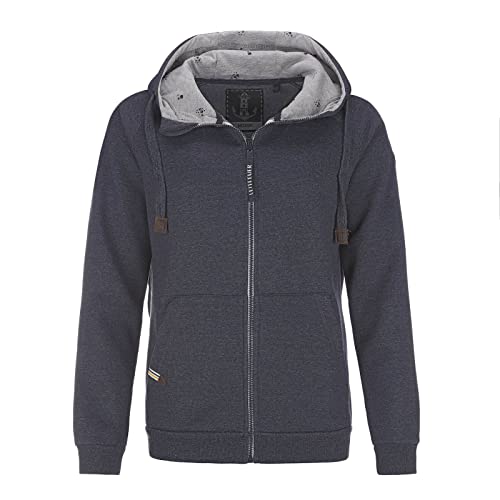 Leitfeuer Damen Sweatjacke mit Kapuze - Unifarbene Hoodie Kapuzenjacke mit Raglanärmeln in Dark Navy Größe XL von Leitfeuer