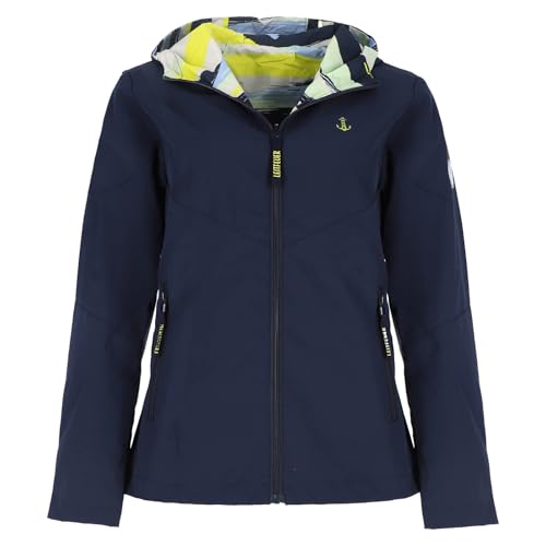 Leitfeuer Damen Wendejacke mit Kapuze - Outdoor-Jacke unifarben und modisch bunt gestreift in Dunkelblau Größe 48 von Leitfeuer