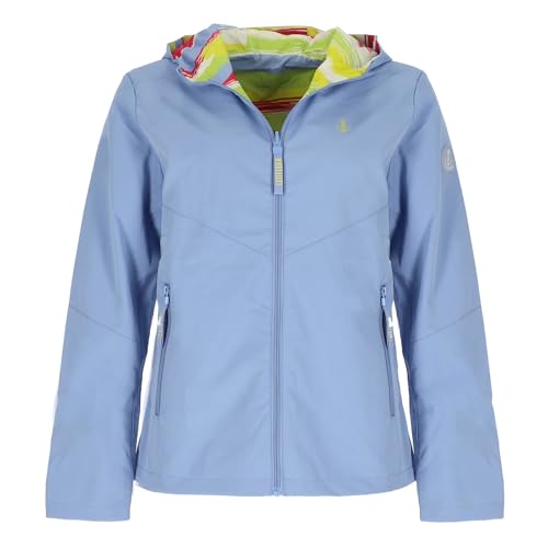 Leitfeuer Damen Wendejacke mit Kapuze - Outdoor-Jacke unifarben und modisch bunt gestreift in Hellblau Größe 40 von Leitfeuer