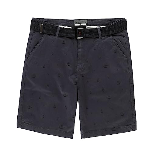 Leitfeuer Herren Bermudas mit maritimen Print - Kurze Hose mit geflochtenem Gürtel in Navy Größe L von Leitfeuer