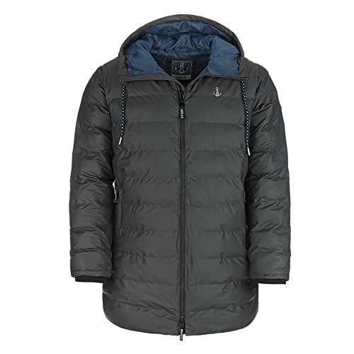 Leitfeuer Herren PU-Parka Regenjacke gesteppt unifarben - Regenmantel Outdoor-Jacke in Anthrazit Größe 3XL von Leitfeuer