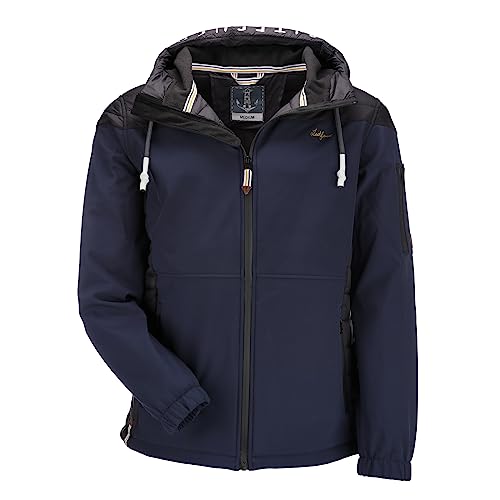 Leitfeuer Herren Softshelljacke Outdoorjacke - Jacke mit reflektierenden Print am Kapuzenrand in Dunkelblau Größe L von Leitfeuer