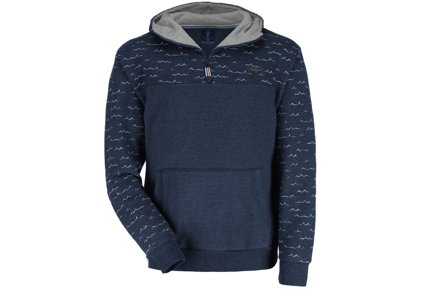 Leitfeuer Kapuzenpullover Herren Sweathoody Hoodie Allover-Print Maritim an Ärmel und Schulter von Leitfeuer