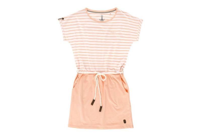 Leitfeuer Shirtkleid Damen Kleid im Streifen-Uni-Mix mit Kordel in der Taille und Taschen von Leitfeuer