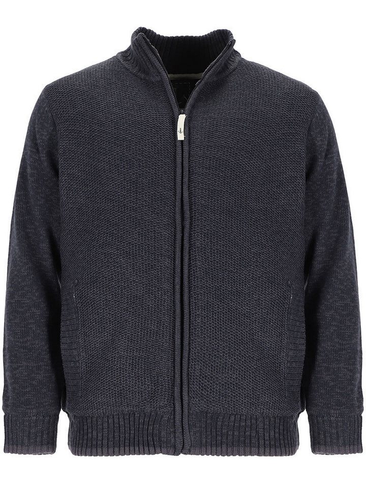 Leitfeuer Strickjacke Herren Strickjacke mit Stehkragen - Jacke Unifarben mit Reißverschluss von Leitfeuer