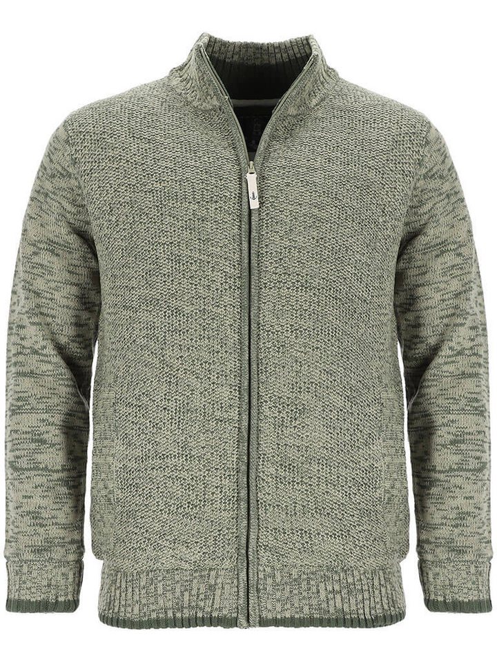 Leitfeuer Strickjacke Herren Strickjacke mit Stehkragen - Jacke Unifarben mit Reißverschluss von Leitfeuer