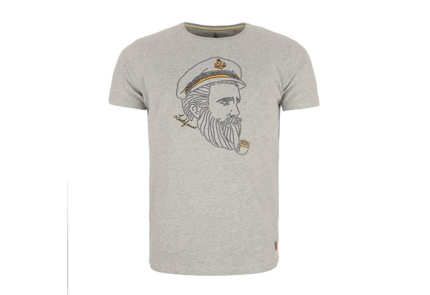 Leitfeuer T-Shirt Herren 1/2 Arm Shirt Rundhals mit Kapitän-Seemann-Print samtig weich von Leitfeuer