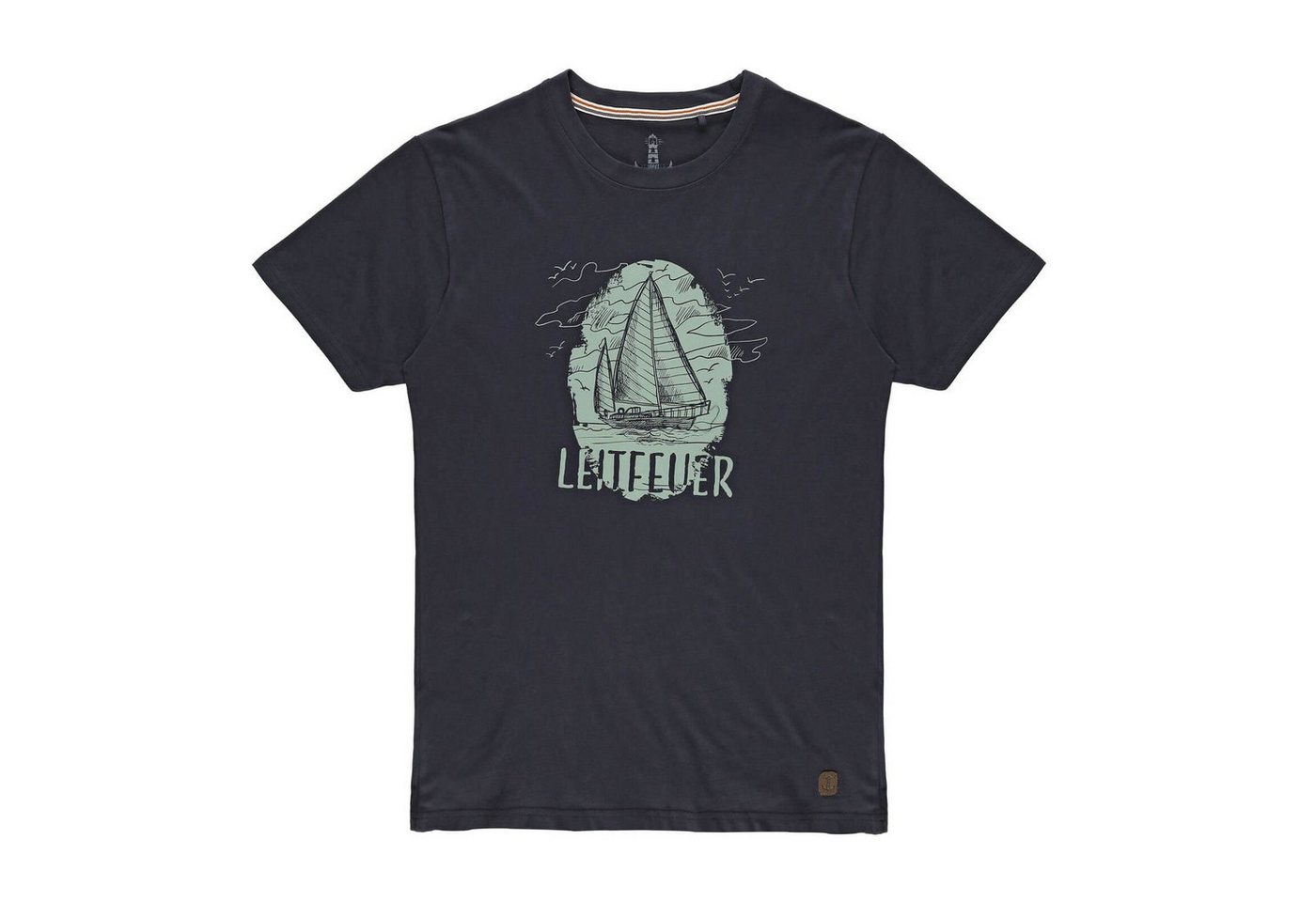 Leitfeuer T-Shirt Herren Sommershirt mit Front-Print Segelschiff und Rundhalsausschnitt von Leitfeuer