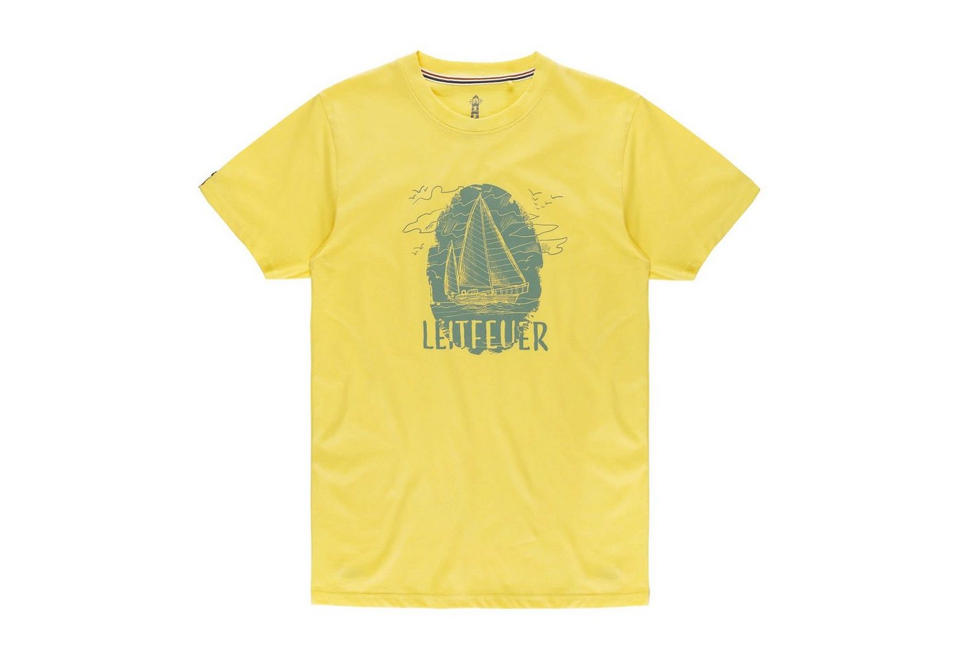Leitfeuer T-Shirt Herren Sommershirt mit Front-Print Segelschiff und Rundhalsausschnitt von Leitfeuer