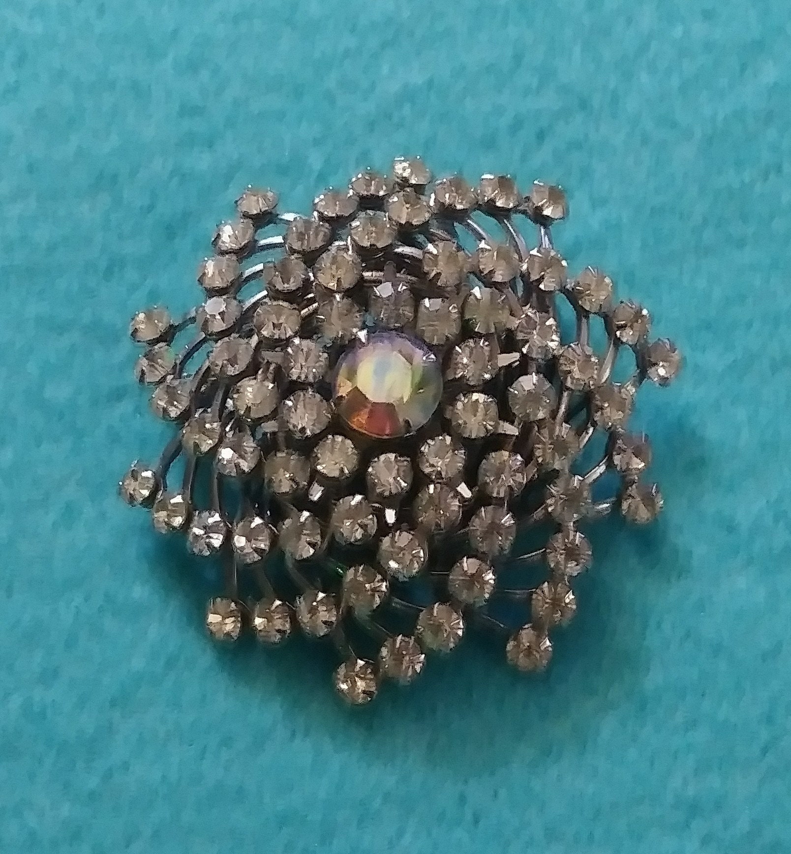Vintage Art Deco Ab Klar Strass Starburst Brosche Pin von LeizJewelsVintage