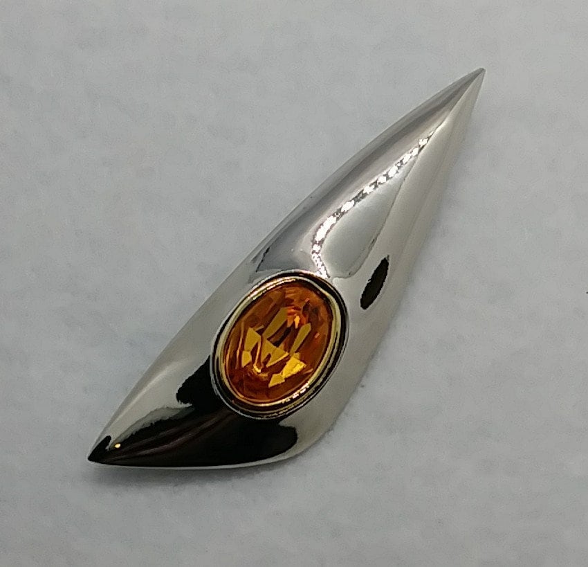 Vintage Art Deco Signiert Joel Powell Amber Crystal Modernist Brosche Vintage Art Deco Signiert Joel Powell Amber Crystal Modernist Brosche von LeizJewelsVintage