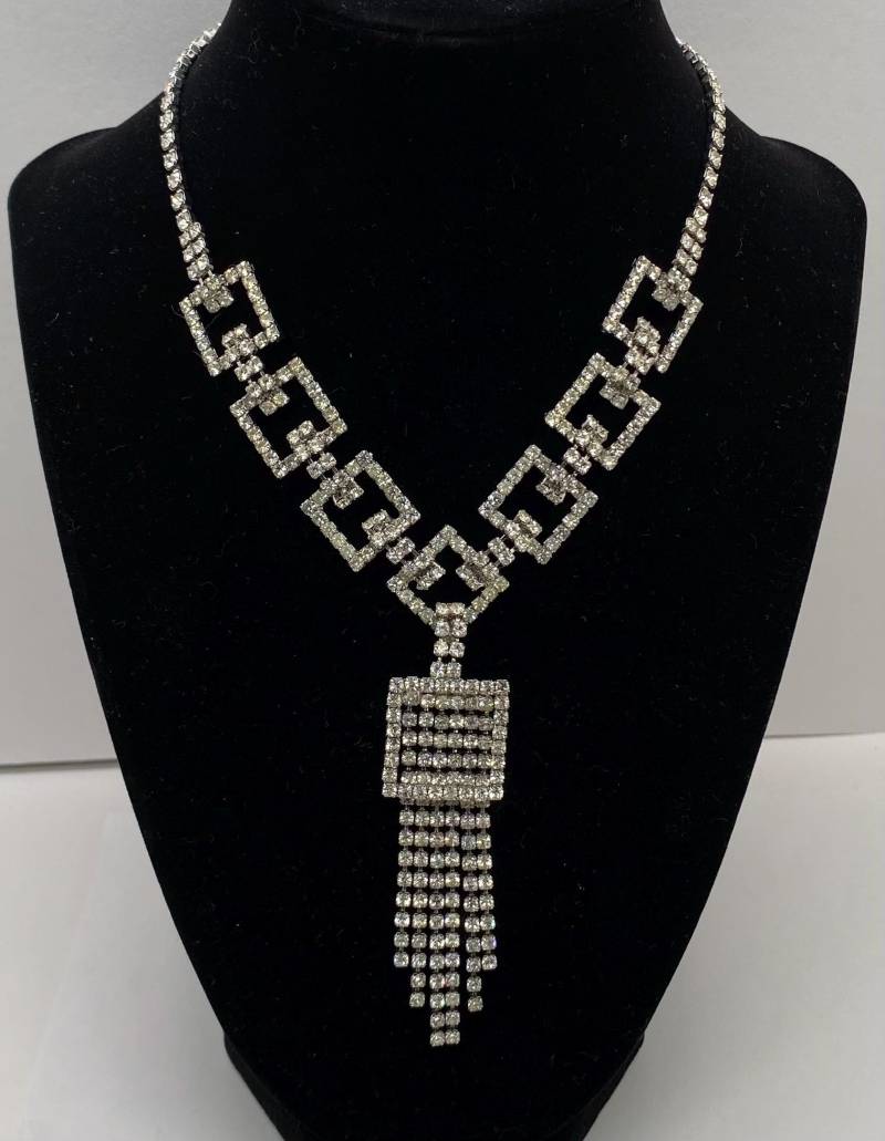 Vintage Schmuck Art Deco Klare Strass Kristall Lariat Halskette von LeizJewelsVintage