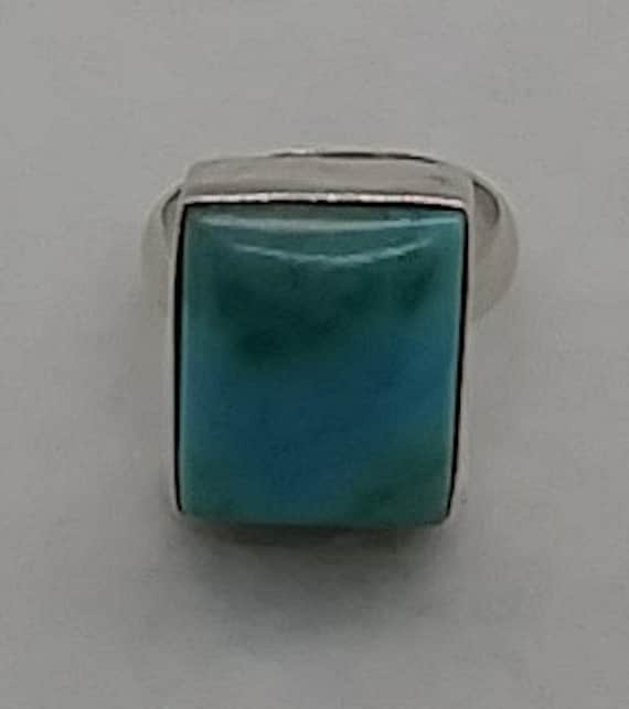 Vintage Schmuck Sterling Silber Larimar Ring Größe 8 von LeizJewelsVintage