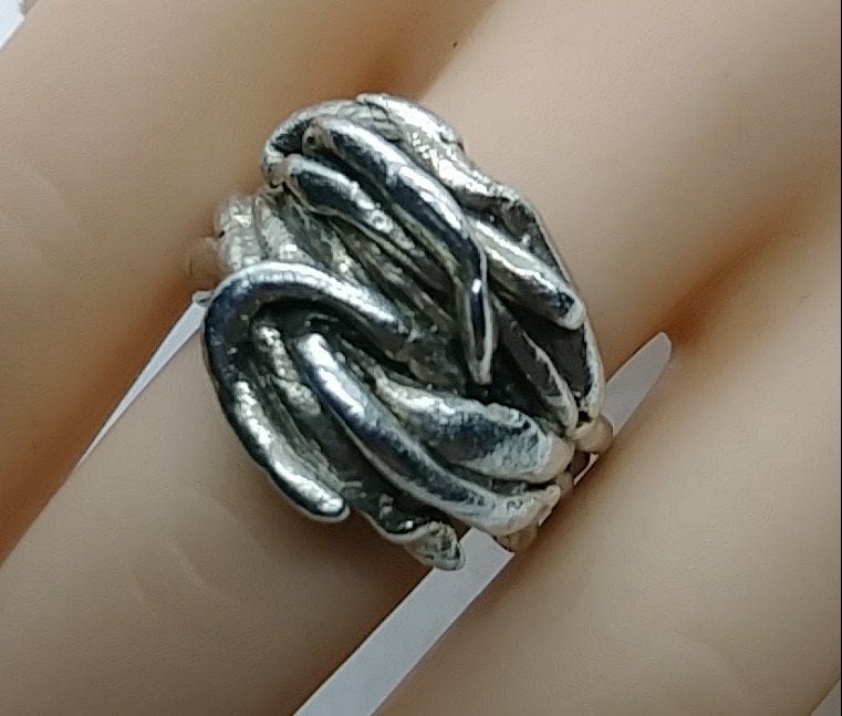 Vintage Sterling Silber Handgemacht Schlange Ring Schmuck von LeizJewelsVintage