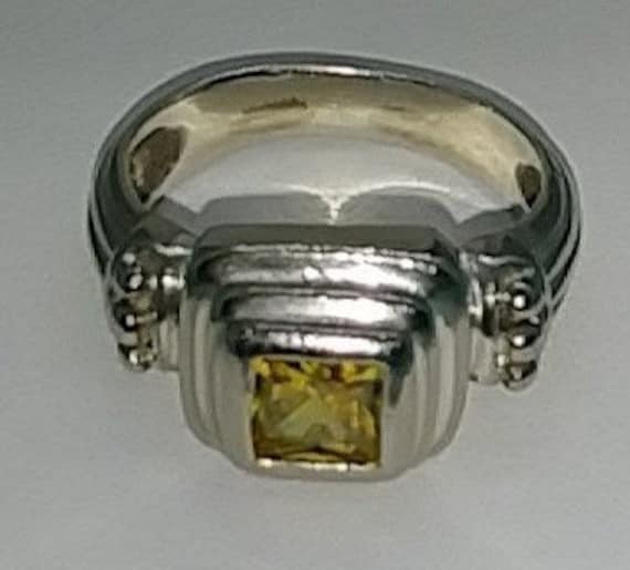 Vintage Sterling Silber Schmuck Gelb Citrin Stein Ring Größe 7 von LeizJewelsVintage