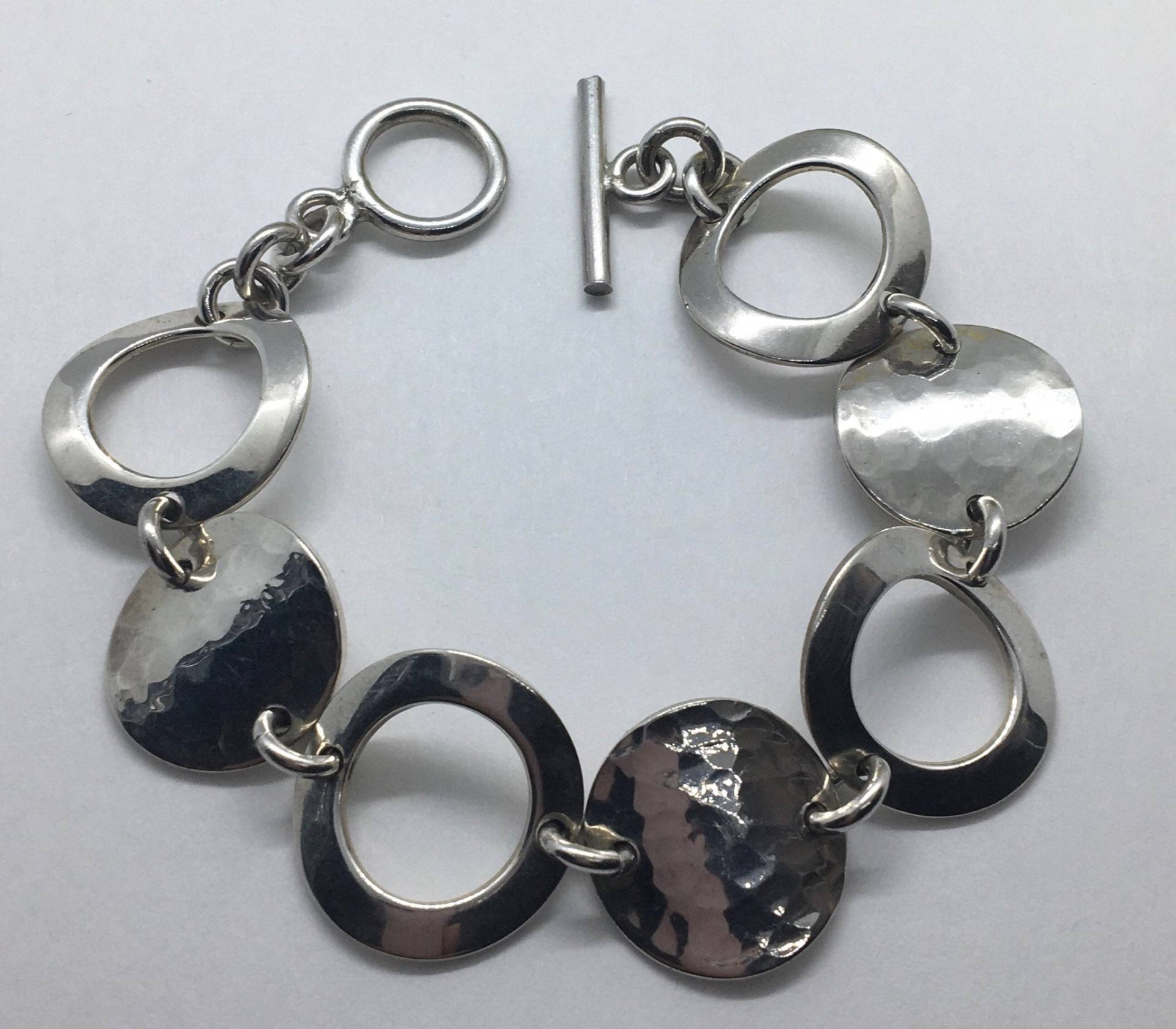 sterling Silber Vintage Kreis Glieder Armband Schmuck von LeizJewelsVintage