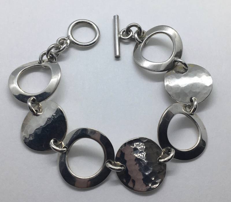 sterling Silber Vintage Kreis Glieder Armband Schmuck von LeizJewelsVintage