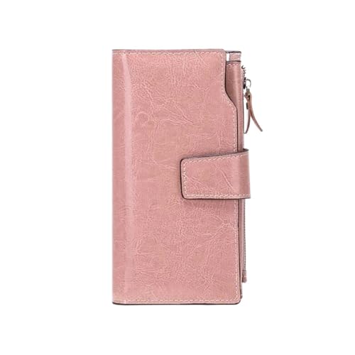Lejdi 7,5 Zoll Business-Geldbörsen Geldklammern for Damen Kartenetuis aus echtem Leder Geldbörsen Blocking Wallet Handtaschen(Pink) von Lejdi