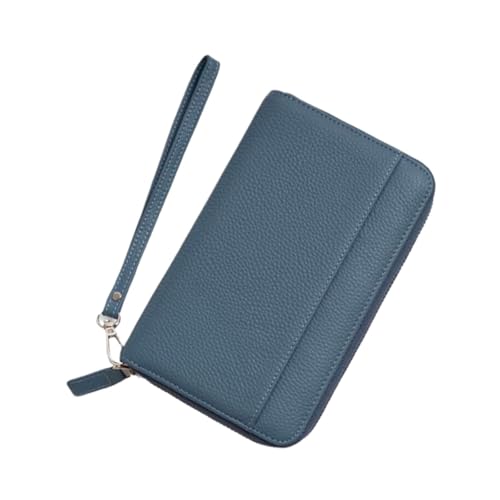 Lejdi 7,7 Zoll Business-Geldbörsen Geldklammern for Damen Kartenetuis aus echtem Leder Geldbörsen Blocking Wallet Handtaschen(Blue) von Lejdi
