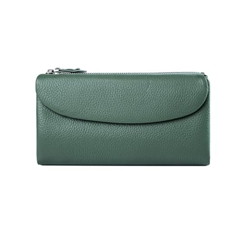 Lejdi Business-Geldbörsen aus Rindsleder for Damen, Leder-Blocking-Geldbörse, Lange Geldscheinklammern, Kartenetuis, Geldbörse, Geld-Organizer (Color : Green) von Lejdi