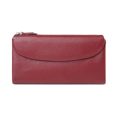 Lejdi Business-Geldbörsen aus Rindsleder for Damen, Leder-Blocking-Geldbörse, Lange Geldscheinklammern, Kartenetuis, Geldbörse, Geld-Organizer (Color : Red) von Lejdi