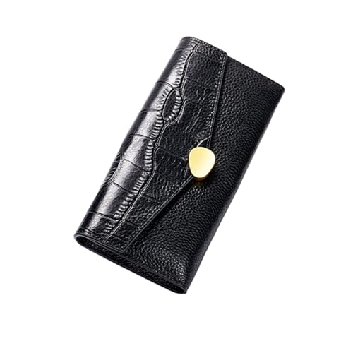 Lejdi Business-Geldbörsen for Damen, Geld-Organizer, Geldscheinklammern, Kartenetuis, Geldbörse, echtes Leder, Block-Geldbörse, Abendtaschen (Color : Black) von Lejdi