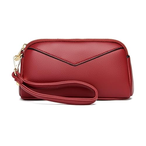 Lejdi Damen-Abendtaschen, Geldklammern, Kartenetuis, echtes Leder, Business-Geldbörsen, Handtaschen, Geldbörsen (Color : Red) von Lejdi