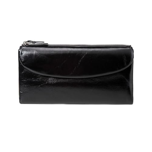 Lejdi Damen-Business-Geldbörsen, Leder-Blocking-Geldbörse, Handtaschen, Geld-Organizer, Lange Geldklammern, Kartenetuis (Color : Black) von Lejdi