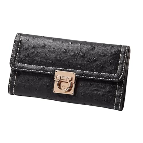 Lejdi Damen-Business-Geldbörsen, Rindsleder-Handtaschen, Geldbörsen, echtes Leder, Geldscheinklammern, 19,1 cm (Color : Black) von Lejdi