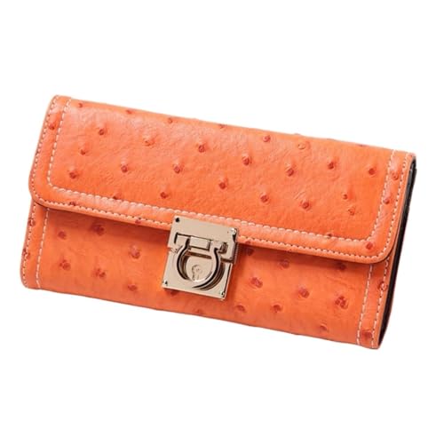 Lejdi Damen-Business-Geldbörsen, Rindsleder-Handtaschen, Geldbörsen, echtes Leder, Geldscheinklammern, 19,1 cm (Color : Orange) von Lejdi