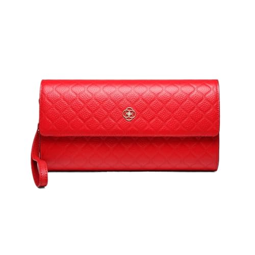 Lejdi Damen Business-Handtaschen, Geldscheinklammern, Geldbörsen, echtes Leder, Kartenetuis, Abendtaschen, Umhängetaschen (Color : Red) von Lejdi