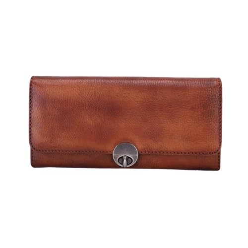 Lejdi Damen-Geldbörsen, Geld-Organizer, Lange Geldscheinklammern, Kartenetuis, echtes Leder, blockiert Geldbörse, Handtaschen (Color : Brown) von Lejdi