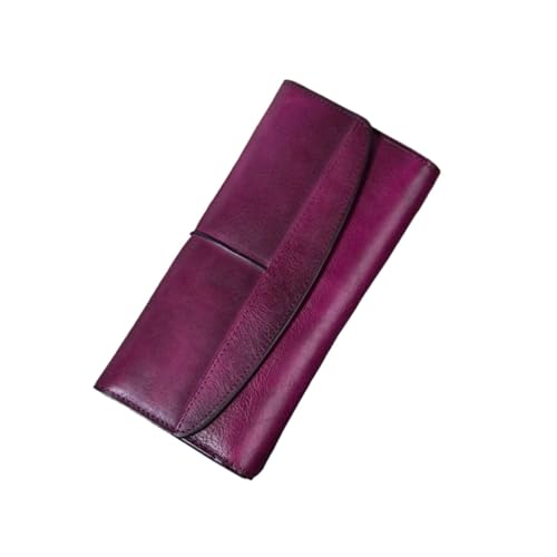 Lejdi Damen-Geldbörsen, Geldscheinklammern, Handtaschen aus echtem Leder, Geldbörsen, Abendtaschen, Geld-Organizer aus Rindsleder (Color : Purple) von Lejdi