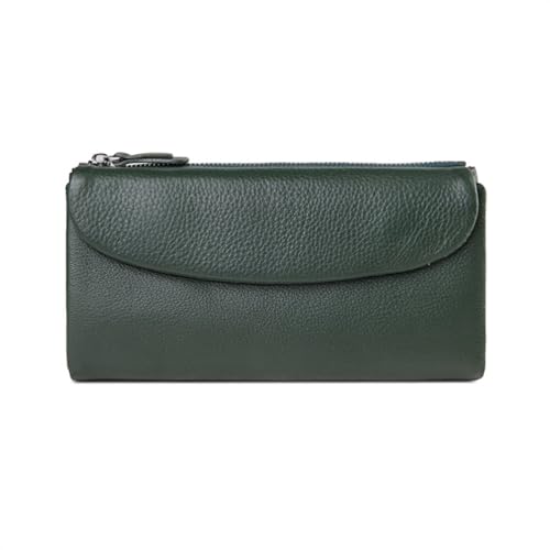 Lejdi Damen-Geldbörsen aus Rindsleder, Leder-Blocking-Geldbörse, Lange Geldklammern, Kartenetuis, Geldbörse, Geld-Organizer, Handtaschen (Color : Green) von Lejdi