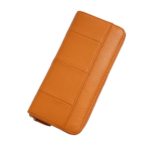 Lejdi Damen-Geldbörsen aus echtem Leder, Lange Geldscheinklammern, Geldorganisatoren, Geldbörsen, Kartenetuis, Handtaschen, blockierende Geldbörse (Color : Orange) von Lejdi