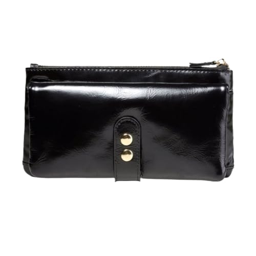 Lejdi Damen-Geldscheinklammern, Geldbörsen, Geldbörsen, Kartenetuis aus echtem Leder, Handtaschen (Color : Black) von Lejdi