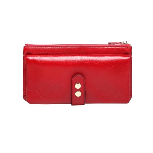 Lejdi Damen-Geldscheinklammern, Geldbörsen, Geldbörsen, Kartenetuis aus echtem Leder, Handtaschen (Color : Red) von Lejdi