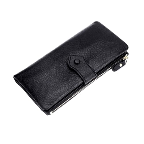 Lejdi Damen-Handtaschen-Blockier-Geldbörse, echtes Leder, Lange Geldklammern, Geld-Organizer, Geldbörsen, Kartenetuis (Color : Black) von Lejdi