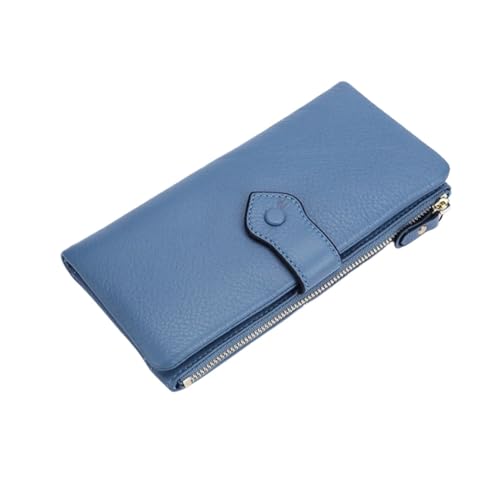 Lejdi Damen-Handtaschen-Blockier-Geldbörse, echtes Leder, Lange Geldklammern, Geld-Organizer, Geldbörsen, Kartenetuis (Color : Blue) von Lejdi