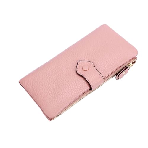 Lejdi Damen-Handtaschen-Blockier-Geldbörse, echtes Leder, Lange Geldklammern, Geld-Organizer, Geldbörsen, Kartenetuis (Color : Pink) von Lejdi