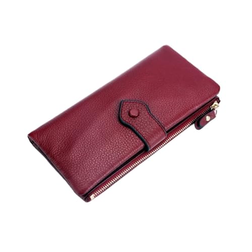 Lejdi Damen-Handtaschen-Blockier-Geldbörse, echtes Leder, Lange Geldklammern, Geld-Organizer, Geldbörsen, Kartenetuis (Color : Red) von Lejdi