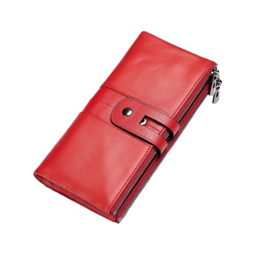 Lejdi Damenbrieftaschen, Business-Geldbörsen aus echtem Leder, Blocking-Geldbörsen, Geldorganisatoren, Geldklammern (Color : Red) von Lejdi