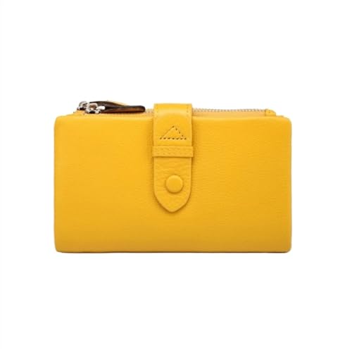 Lejdi Damenbrieftaschen, Münzgeldbörsen, Blocking-Geldbörsen, Geldorganisatoren, Geldscheinklammern aus echtem Leder und Kartenetuis (Color : Yellow) von Lejdi