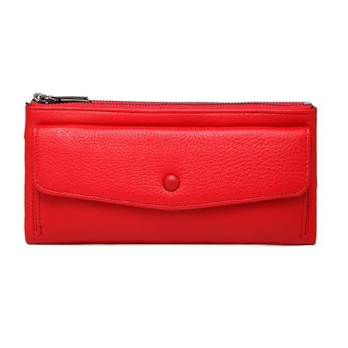 Lejdi Damenhandtaschen, Geldbörsen, Geldbörsen aus echtem Leder, Lange Geldklammern, Kartenetuis, Geld-Organizer (Color : Red) von Lejdi