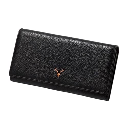Lejdi Echtes Leder Lange Geld Clips Frauen Brieftaschen Karte Fällen Abend Taschen Geldbörsen Handtaschen(Black) von Lejdi