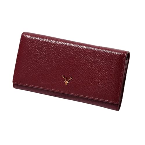 Lejdi Echtes Leder Lange Geld Clips Frauen Brieftaschen Karte Fällen Abend Taschen Geldbörsen Handtaschen(Red) von Lejdi