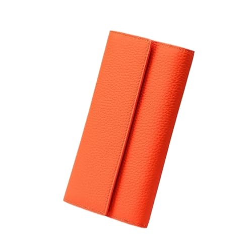 Lejdi Echtes Leder Lange Geldklammern Damen Handtaschen Geldbörsen Kartenetuis Abendtaschen Geldbörsen(Orange) von Lejdi
