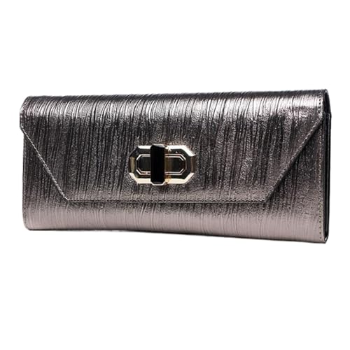 Lejdi Geld-Organizer Handtaschen Damen-Geldbörsen aus Rindsleder Schultertaschen Geldklammern Abendtaschen aus echtem Leder Geldbörsen(Gray) von Lejdi